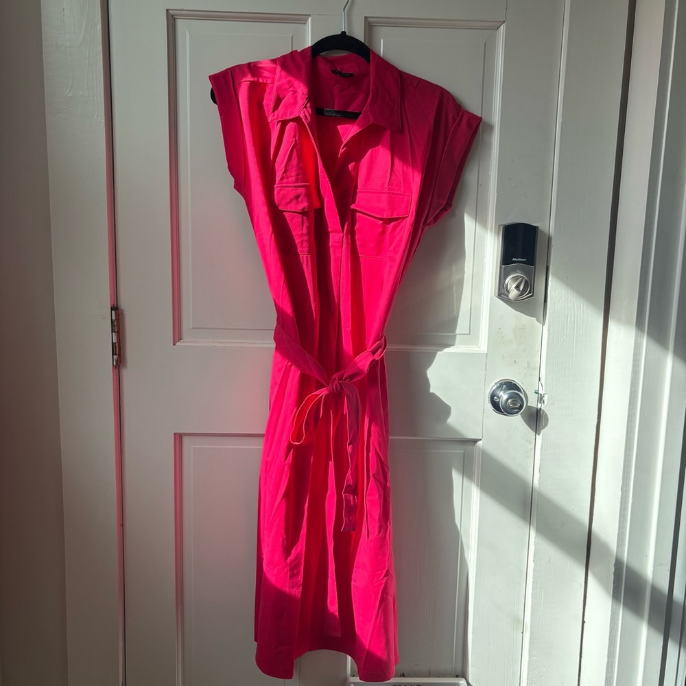 Ann Taylor Vibrant Pink Midi Dress